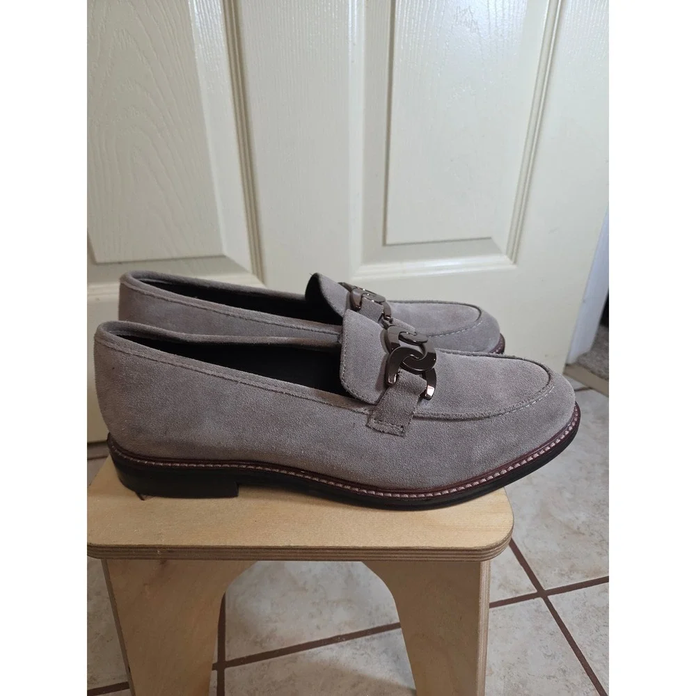 Ara High Soft Grey Suede Chain Link Loafers Womens Size 7.5 UK 5